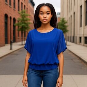 **** SOLD ***** Beautiful Royal Blue Woman’s Blouse, Sz L